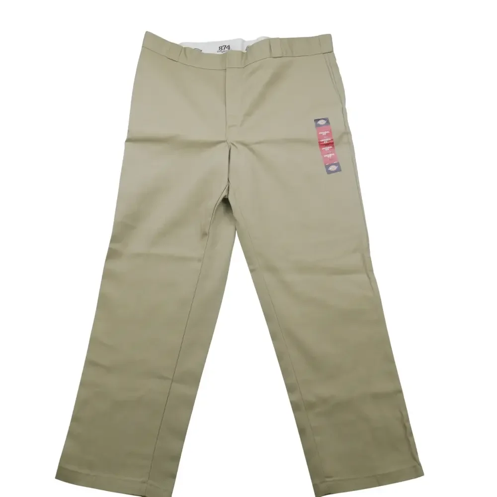 Dickies 874 Work Pants Mens 42x32 Beige Original Fit Wrinkle Resistant Twill
